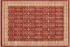handmade Transitional Kafkaz Red Lt. Green Hand Knotted RECTANGLE 100% WOOL area rug 9' x 12'