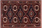 handmade Geometric Kargahi Brown Blue Hand Knotted RECTANGLE 100% WOOL area rug 5x6