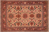 handmade Geometric Kargahi Beige Rust Hand Knotted RECTANGLE 100% WOOL area rug 8' x 11'