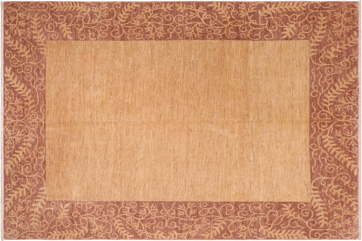 8x10 hand knotted modern wool rug in tan and brown - Modern Alita
