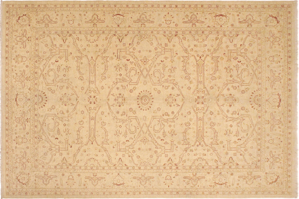 handmade Traditional Kafkaz Beige Lt. Brown Hand Knotted RECTANGLE 100% WOOL area rug 9x12