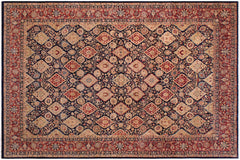 handmade Traditional Kirman Blue Red Hand Knotted RECTANGLE 100% WOOL area rug 9x12
