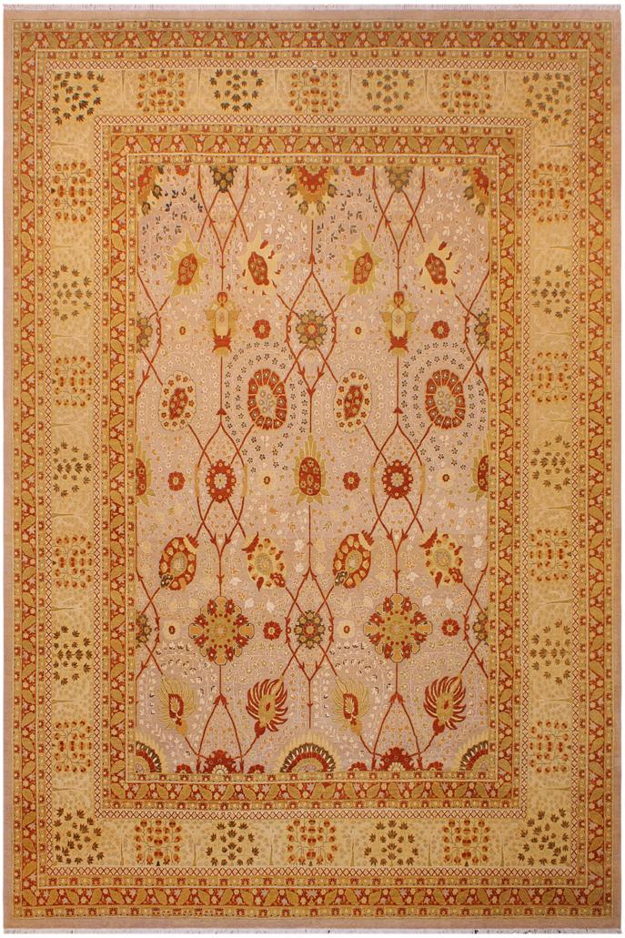 Traditional Batish Kenda Lt. Tan Lt. Tan Hand Knotted Area rugs 9 x 12