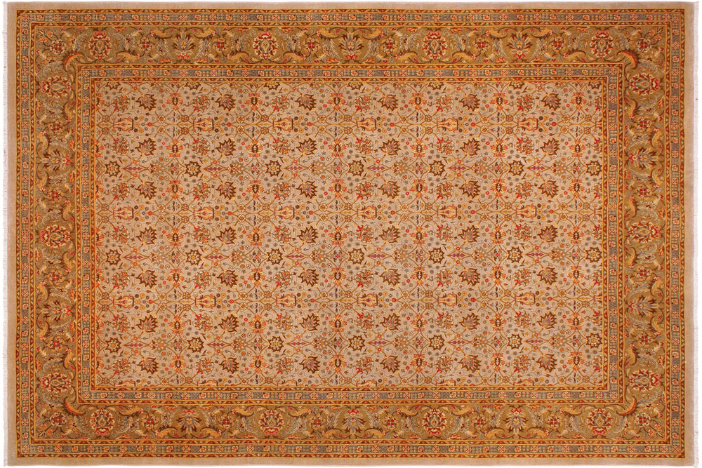 handmade Transitional Lt. Gray Lt. Green Hand Knotted RECTANGLE 100% WOOL area rug 9' x 12'