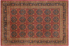 handmade Transitional Design Red Blue Hand Knotted RECTANGLE 100% WOOL area rug 9' x 12'