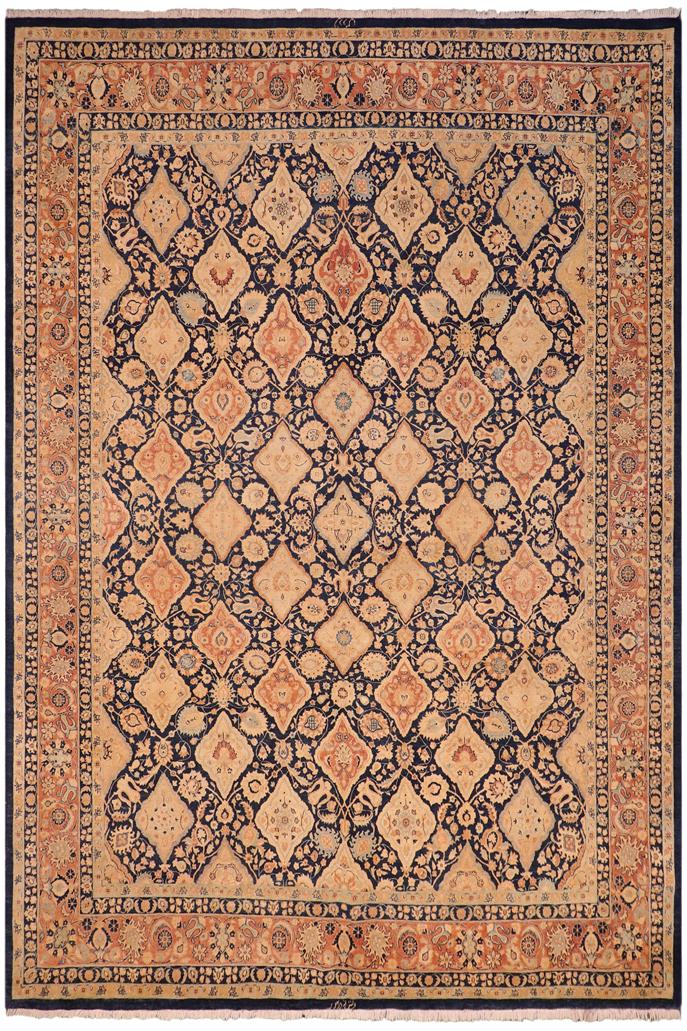 Traditional Kirman Elina Blue Red Hand Knotted Area rugs 8 x 10