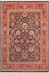 Antique Anmol Agra Mabelle Blue/Red Wool Rug - 8'1'' x 9'11''