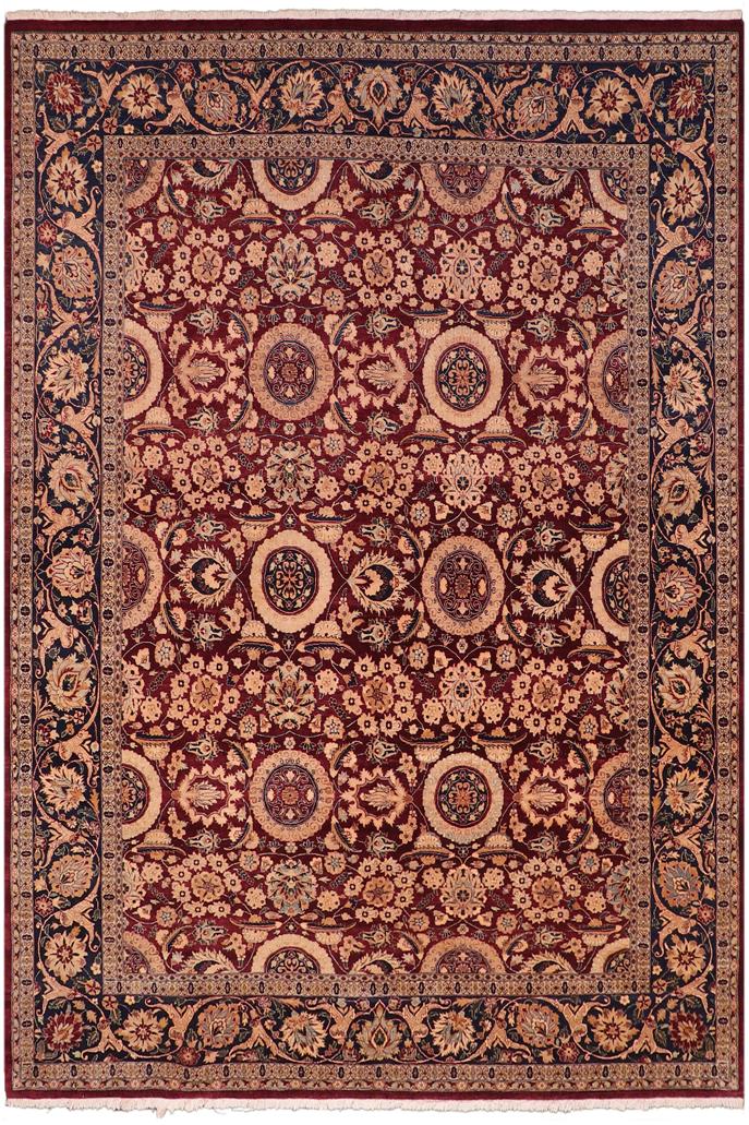 Traditional Agra Tabriz Latarsha Red Blue Hand Knotted Area rugs 8 x 10