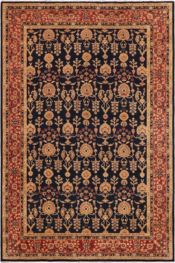 handmade Transitional Kafkaz Blue Rust Hand Knotted RECTANGLE 100% WOOL area rug 9 x 12