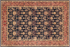 handmade Transitional Kafkaz Blue Rust Hand Knotted RECTANGLE 100% WOOL area rug 9' x 12'