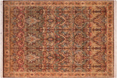 handmade Transitional Imran Brown Gold Hand Knotted RECTANGLE 100% WOOL area rug 8x11