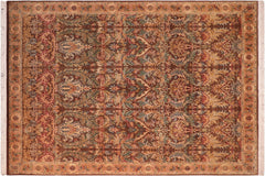 handmade Transitional Imran Brown Gold Hand Knotted RECTANGLE 100% WOOL area rug 8x11