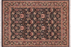 handmade Transitional Lily Black Green Hand Knotted RECTANGLE 100% WOOL area rug 8x10