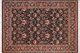 handmade Transitional Lily Black Brown Hand Knotted RECTANGLE 100% WOOL area rug 8x10