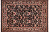 handmade Transitional Lily Black Brown Hand Knotted RECTANGLE 100% WOOL area rug 8x10