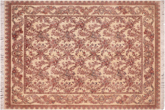 handmade Transitional Basan Beige Brown Hand Knotted RECTANGLE 100% WOOL area rug 8x10