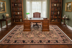 handmade Transitional Abusson Black Gray Hand Knotted RECTANGLE 100% WOOL area rug 8x11