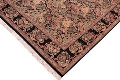 handmade Transitional Abusson Black Gray Hand Knotted RECTANGLE 100% WOOL area rug 8x11