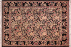 handmade Transitional Abusson Black Gray Hand Knotted RECTANGLE 100% WOOL area rug 8x11