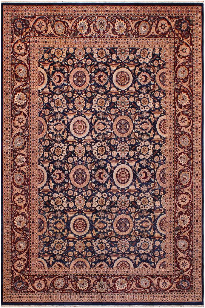 Traditional Tabriz Cherilyn Blue Aubergine Hand Knotted Area rugs 9 x 12