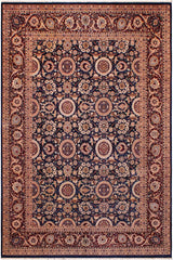 Traditional Tabriz Cherilyn Blue Aubergine Hand Knotted Area rugs 9 x 12