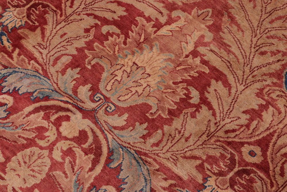 handmade Transitional Lahore Red Multi Hand Knotted RECTANGLE 100% WOOL area rug 10' x 13'