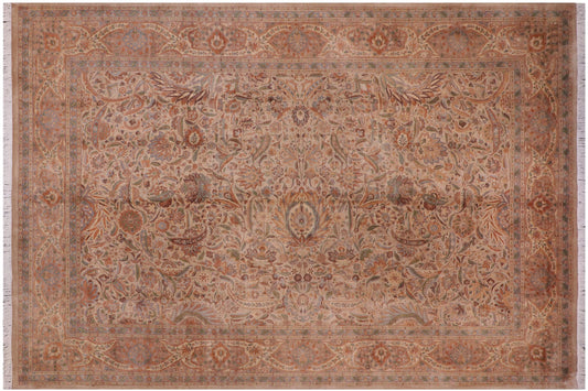 handmade Traditional Tan Gold Hand Knotted RECTANGLE 100% WOOL area rug 10x15