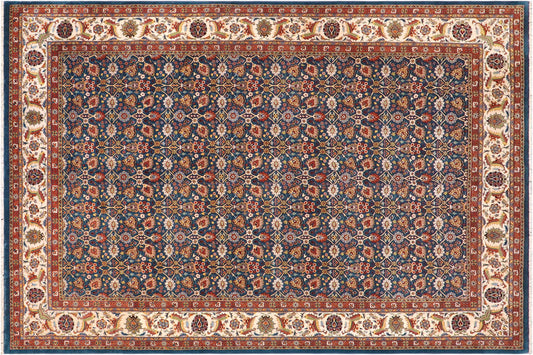 handmade Transitional Design Lt. Blue Ivory Hand Knotted RECTANGLE 100% WOOL area rug 10' x 14'