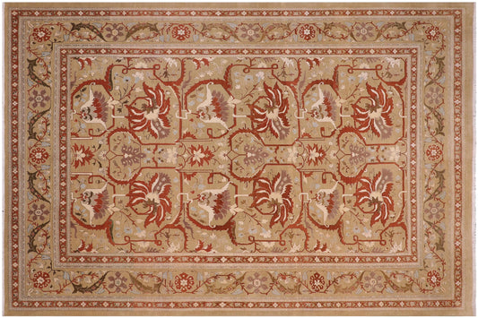 handmade Transitional Tan Tan Hand Knotted RECTANGLE 100% WOOL area rug 10 x 13