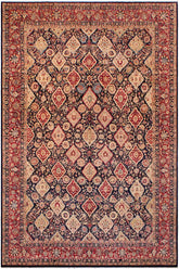 Traditional Kirman Sammy Blue Red Hand Knotted Area rugs 9 x 12
