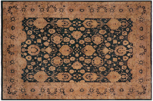 handmade Traditional Kafkaz Green Tan Hand Knotted RECTANGLE 100% WOOL area rug 10' x 14'