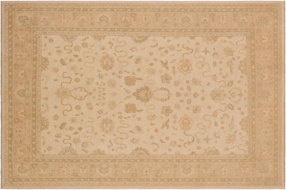 handmade Traditional Kafkaz Beige Nude Hand Knotted RECTANGLE 100% WOOL area rug 9x11