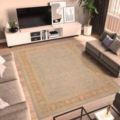 handmade Traditional Kafkaz Lt. Blue Lt. Brown Hand Knotted RECTANGLE 100% WOOL area rug 9 x 11