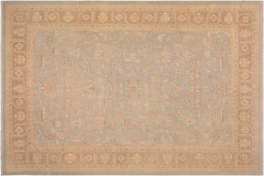 handmade Transitional Kafkaz Lt. Blue Lt. Brown Hand Knotted RECTANGLE 100% WOOL area rug 9' x 11'