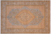 handmade Traditional Design Lt. Blue Gold Hand Knotted RECTANGLE 100% WOOL area rug 6' x 7'