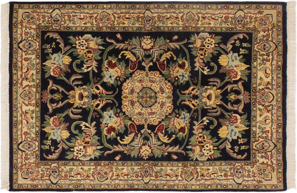 handmade Traditional Anarlaki Blue Beige Hand Knotted RECTANGLE 100% WOOL area rug 4x6