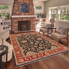 handmade Traditional Kafkaz Navy Red Hand Knotted RECTANGLE 100% WOOL area rug 9 x 11