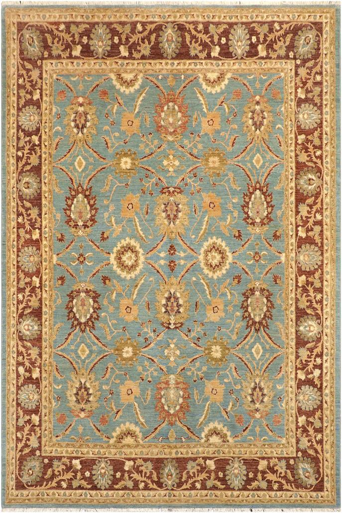 handmade Traditional Kafkaz Blue Brown Hand Knotted RECTANGLE 100% WOOL area rug 8 x 10