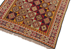 handmade Geometric Soumakh Red Green Hand-Woven RECTANGLE 100% WOOL area rug 5 x 7