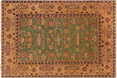 handmade Traditional Antique Green Tan Hand-Woven RECTANGLE 100% WOOL area rug 7x10