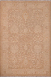 handmade Traditional Lahore Brown Tan Hand Knotted RECTANGLE 100% WOOL area rug 6 x 9