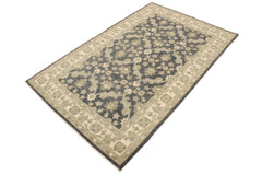 handmade Transitional Kafkaz Charcoal Blue Hand Knotted RECTANGLE 100% WOOL area rug 4' x 6'