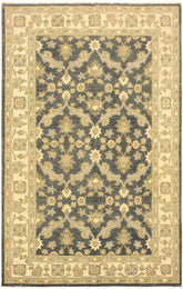 handmade Transitional Kafkaz Charcoal Blue Hand Knotted RECTANGLE 100% WOOL area rug 4 x 6