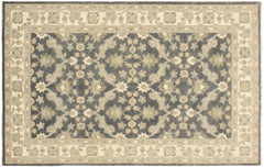 handmade Transitional Kafkaz Charcoal Blue Hand Knotted RECTANGLE 100% WOOL area rug 4' x 6'