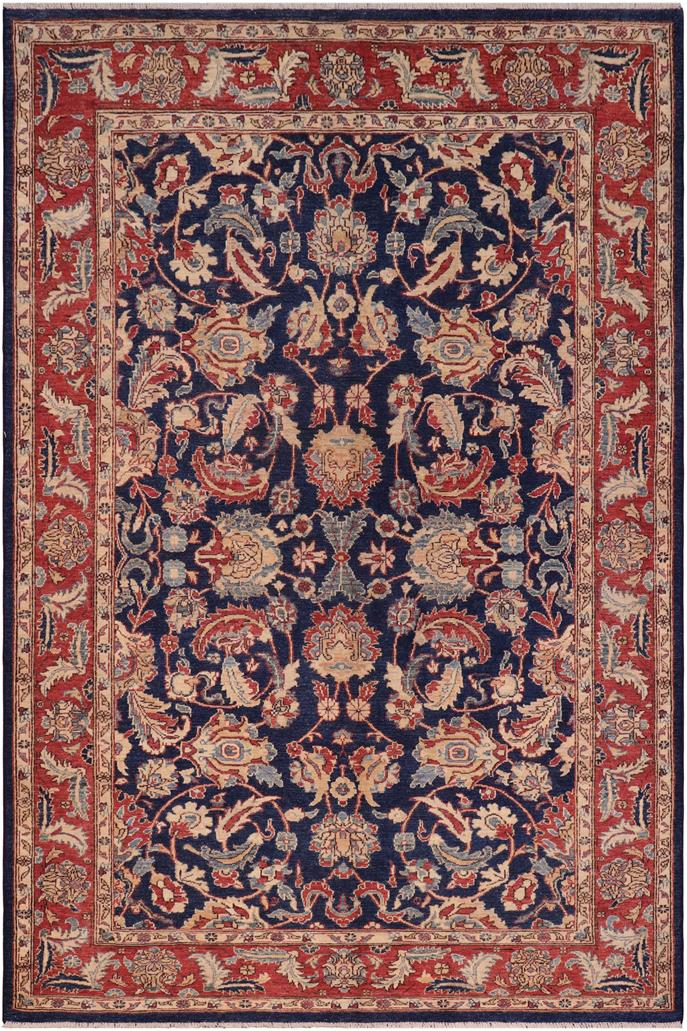 handmade Traditional Kafkaz Blue  Hand Knotted RECTANGLE 100% WOOL area rug 6 x 9