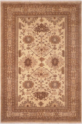 handmade Traditional Kafkaz Beige Tan Hand Knotted RECTANGLE 100% WOOL area rug 6 x 9
