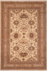 handmade Traditional Kafkaz Beige Tan Hand Knotted RECTANGLE 100% WOOL area rug 6 x 9