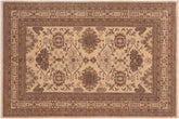 handmade Geometric Kafkaz Beige Tan Hand Knotted RECTANGLE 100% WOOL area rug 6' x 9'
