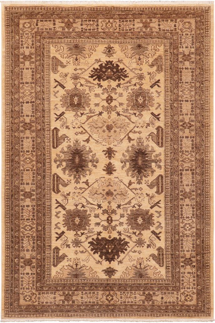 handmade Traditional Kafkaz Beige Tan Hand Knotted RECTANGLE 100% WOOL area rug 6 x 9