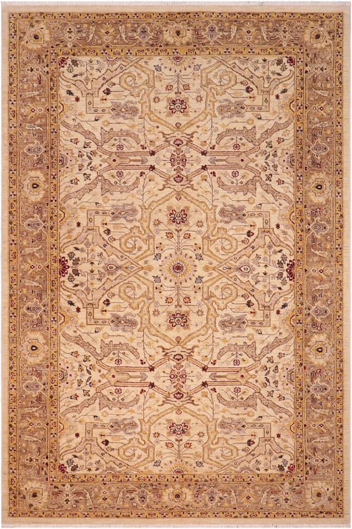 handmade Traditional Kafkaz Ivory Gold Hand Knotted RECTANGLE 100% WOOL area rug 6 x 9